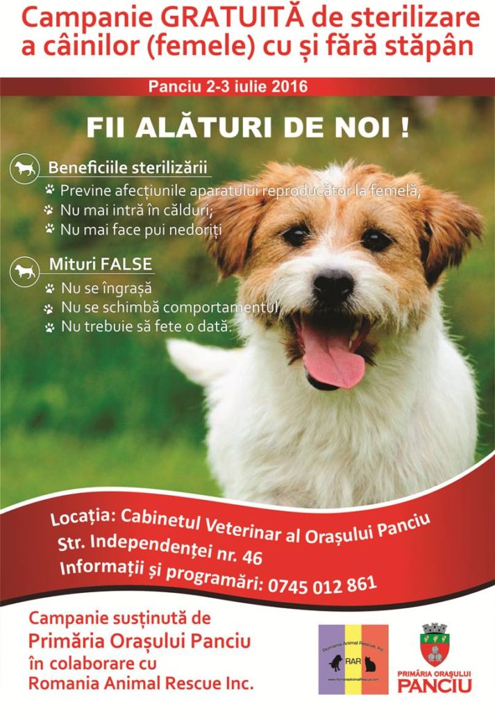 Sterilizare gratuita Iulie 2016